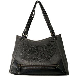 BOC Concept Botanica Faux Leather Embossed Black Floral Shoulder Bag; Super Nice